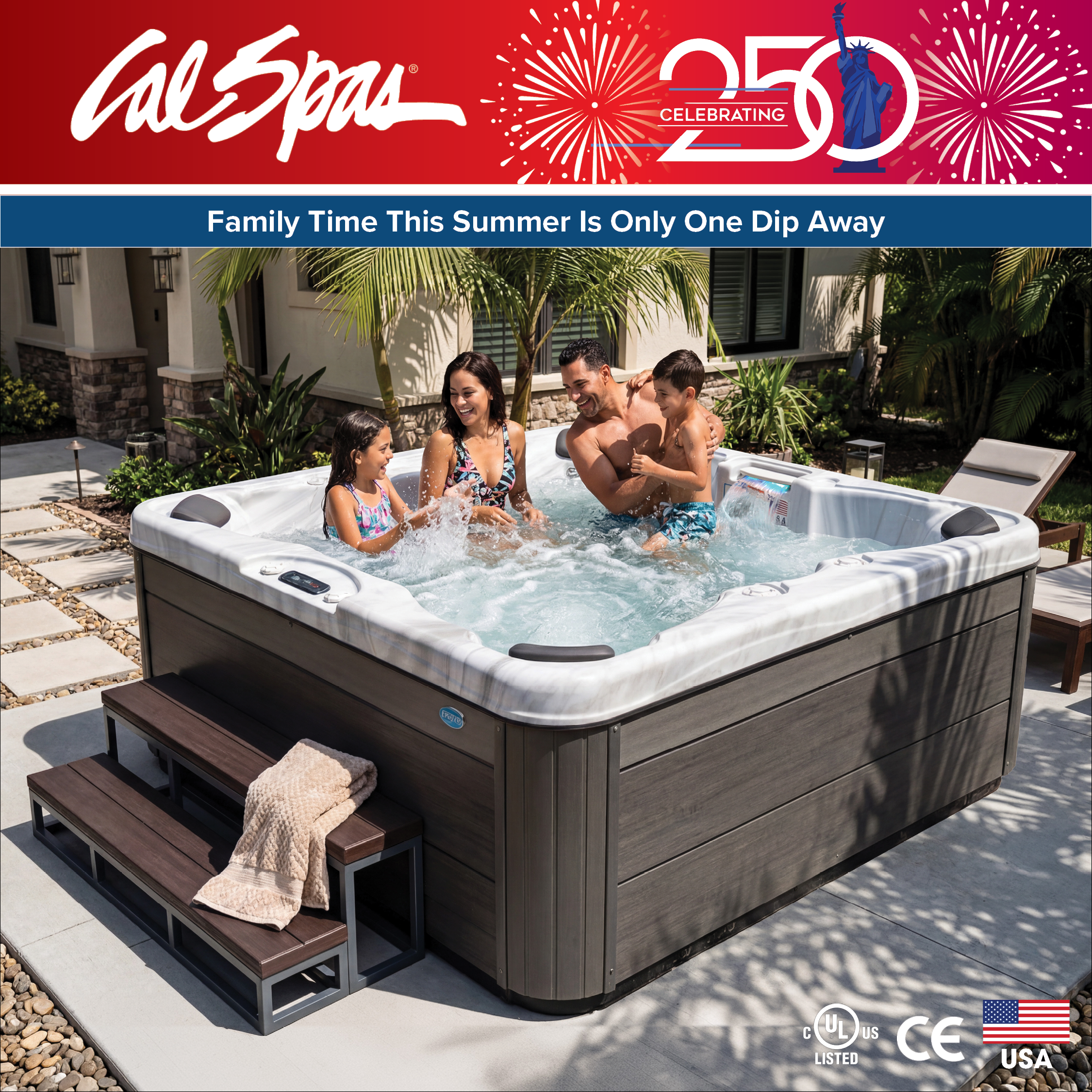 Calspas hot tub being used in a family setting - Rosario